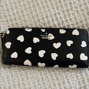 Kate Spade Black Wallet with White Hearts